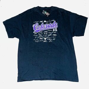 NWT Port & Company MLB Colorado Rockies Team Signed T-shirt Black XL Athletic